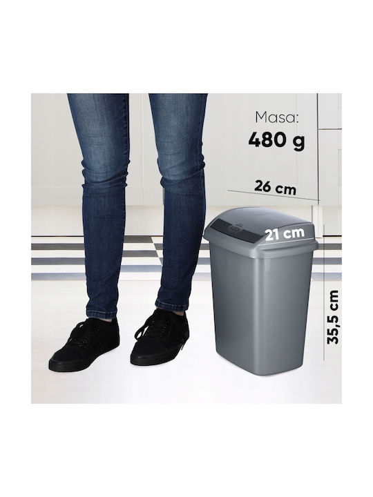 Curver Plastic Coș de gunoi de birou 10lt Argintiu 20x36x20cm