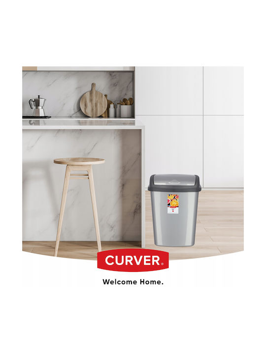 Curver Office Plastic Waste Bin 25lt Silver 29.1x48x36.5cm