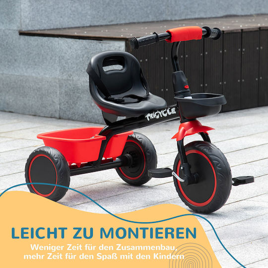 Aiyaplay Kids Tricycle with Parental Handle for 2-5 Years Black / Red