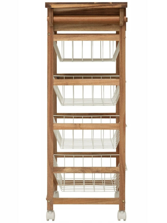 5Five Τρόλεϊ Κουζίνας Ξύλινο 5 Θέσεων Λευκό 50x34.5x88.8cm
