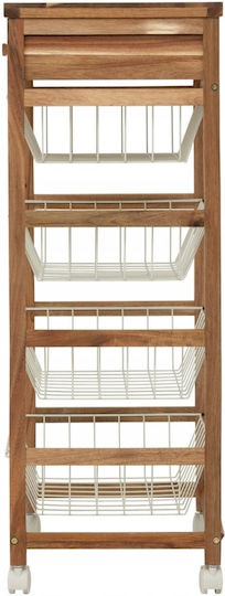 5Five Wooden Kitchen Trolley 5 Tiers White 50x34.5x88.8cm