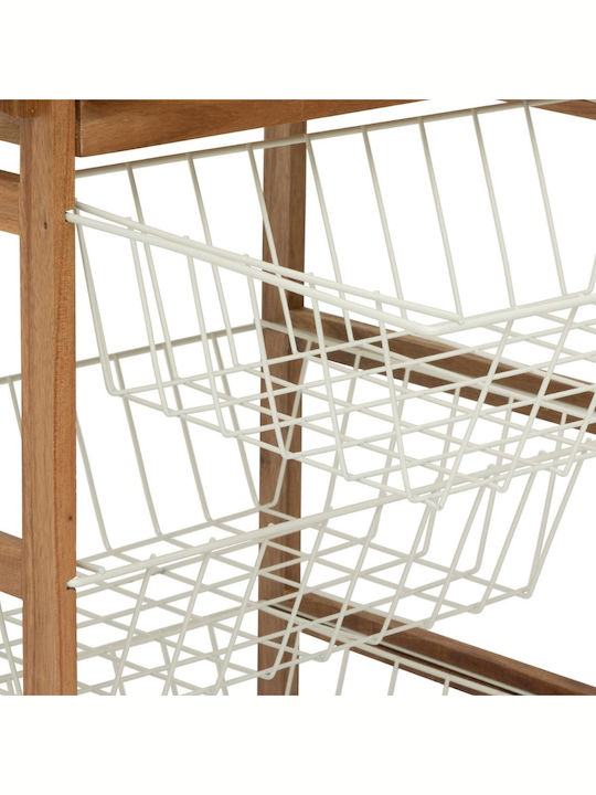 5Five Τρόλεϊ Κουζίνας Ξύλινο 5 Θέσεων Λευκό 50x34.5x88.8cm