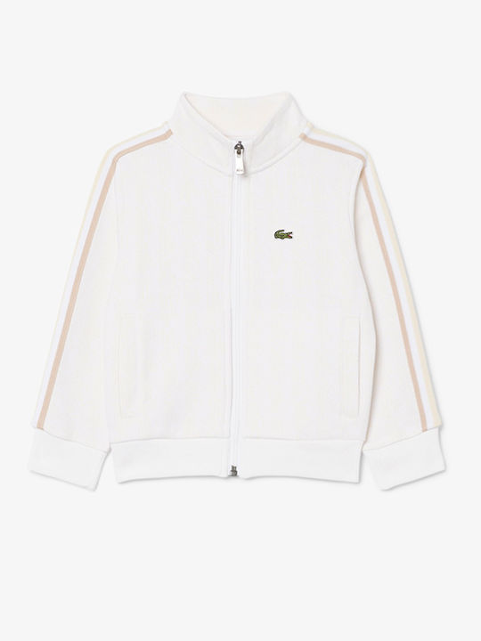Lacoste Παιδική Ζακέτα Φούτερ Offwhite