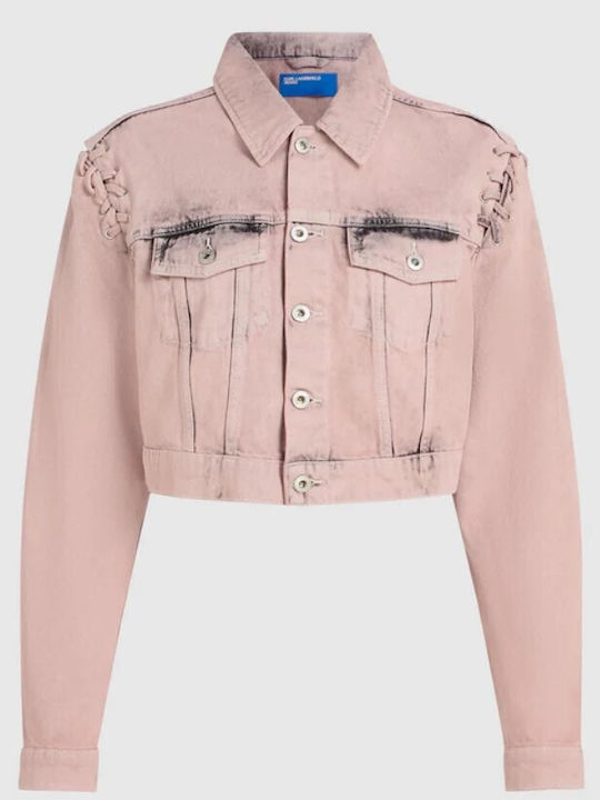 Short Women's Jean Jacket Pink