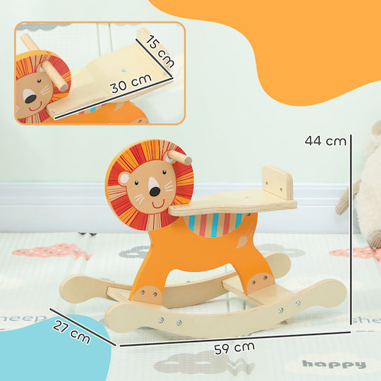 Aiyaplay Fabric Rocking Toy Horse with Max Load Capacity 25kg Orange