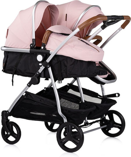 Chipolino Duo Smart Reversible Double Stroller Suitable for Newborn Pink Marshmellow 12.2kg