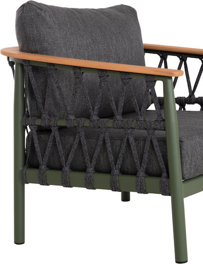 Set Living Room 5pcs Stream Hm6426.07 Green Aluminium-Anthracite Rope-Olefin