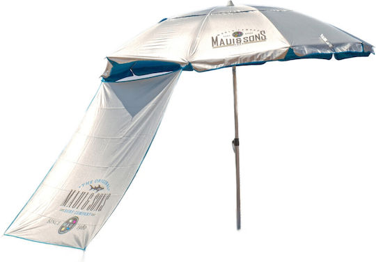 Maui & Sons Umbrelă De Plajă Pliabilă Din Aluminiu Cu Diametru De 2.2m Cu Parasolar Protecție UV Și Rezistență La Vânt Clear Sky