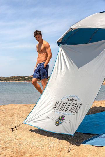 Maui & Sons Umbrelă De Plajă Pliabilă Din Aluminiu Cu Diametru De 2.2m Cu Parasolar Protecție UV Și Rezistență La Vânt Clear Sky