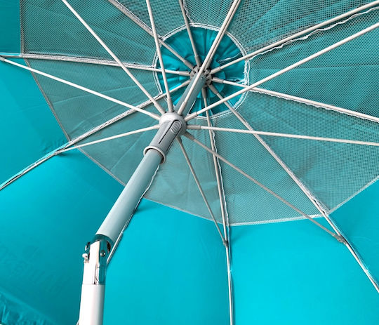 Maui & Sons Umbrelă Plajă Pliabilă din Aluminiu Diametru 2.2m cu Umbrelă Protecție UV și Rezistență la Vânt Petrol