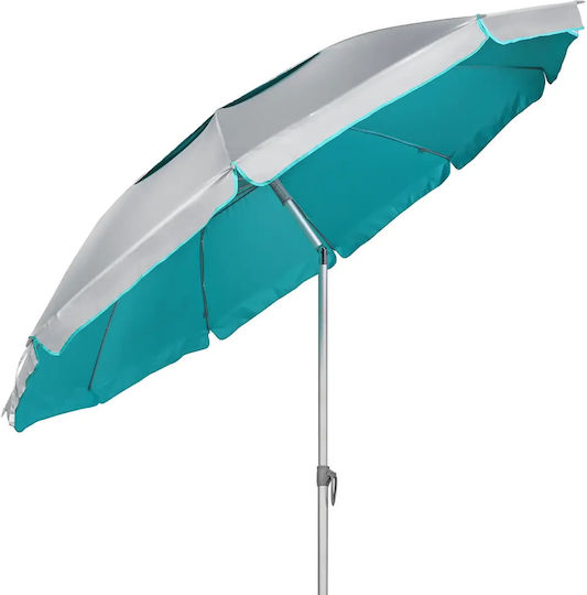 Maui & Sons Umbrelă Plajă Pliabilă din Aluminiu Diametru 2.2m cu Umbrelă Protecție UV și Rezistență la Vânt Petrol