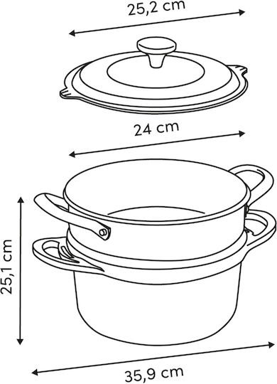 5Five Fv Aluro Milk Pot Made of Cast Aluminum Steamer 24cm