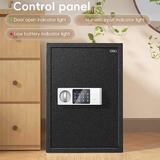 Deli Safe with Digital Lock and Key M35xW31xH50cm Weight 15kg