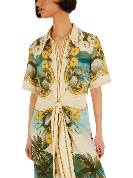 Summer Midi Shirt Dress Off-White