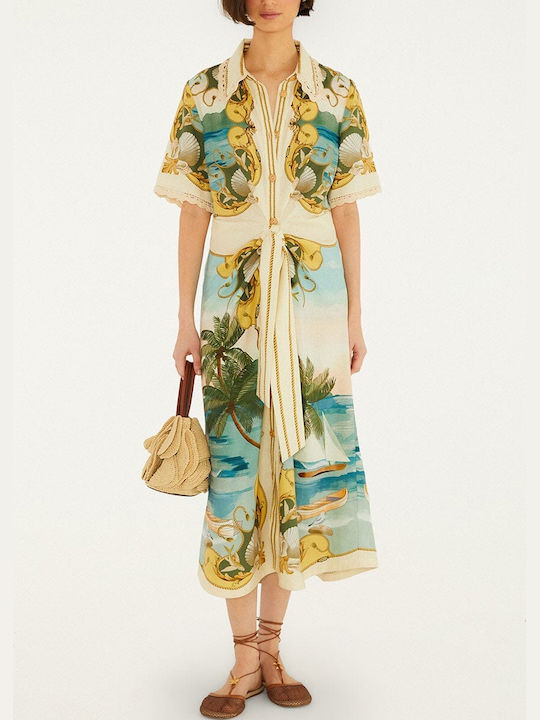 Summer Midi Shirt Dress Off-White