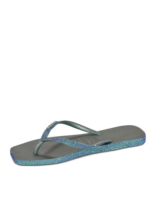 Slim Square Sparkle Flip Flops in Blue Colour