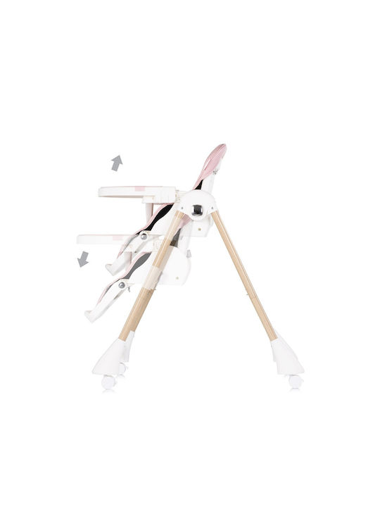 Chipolino Candy Shop Foldable Highchair With Adjustable Height Powder Pink