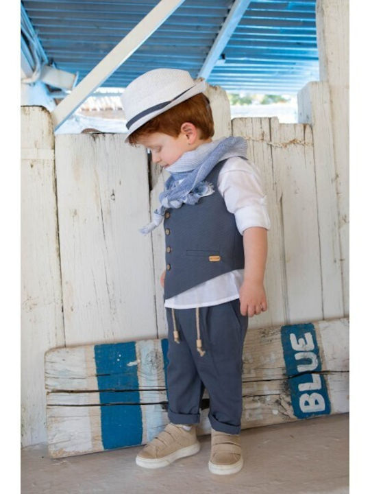 Bambolino Baptism Suit With Vest For Boy Kiriakos Blue 7 Pieces