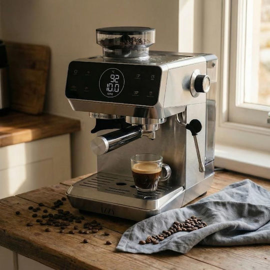 Izzy Automatic Espresso Machine 1500W 20bar Pressure with Grinder Black IZ-6029