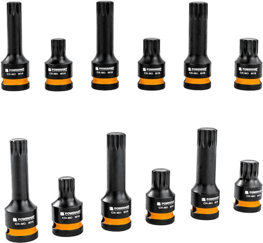 Powermat Pm-znu-1418t Set Prize Impact Spline 1/2" 78 Mm 45 Mm 6 Bucăți
