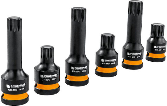 Powermat Pm-znu-1418t Set Prize Impact Spline 1/2" 78 Mm 45 Mm 6 Bucăți