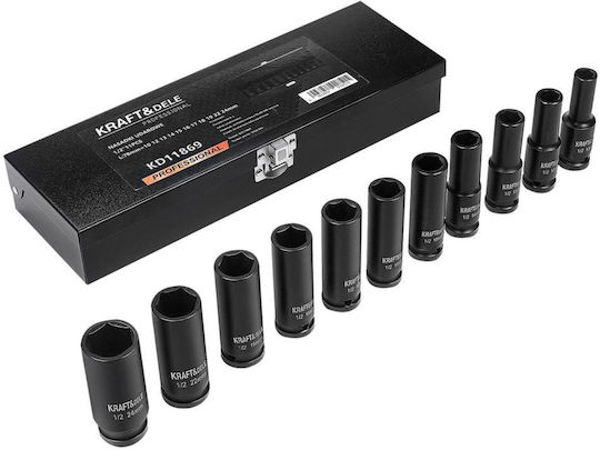Kraft&dele Kd11869 Extended Impact Sockets Set ½" 10 24 Mm 11 Pieces