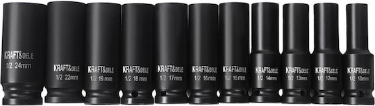 Kraft&dele Kd11869 Extended Impact Sockets Set ½" 10 24 Mm 11 Pieces