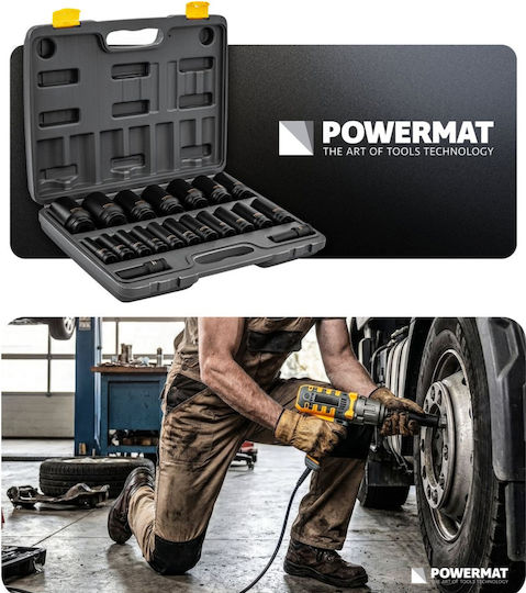 Powermat Pm-znu-1038t Impact Extended Socket Set 1/2" 10 38 Mm 20 Pieces In Case