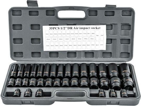 Powermat Pm-znu-832t Steckdosen Set 1/2" 8 32 Mm Lang Kurz 35 Stücke In Rahmen Gastgeber