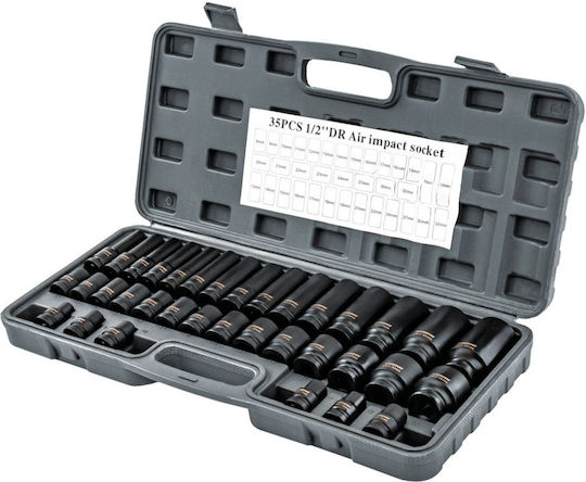 Powermat Pm-znu-832t Steckdosen Set 1/2" 8 32 Mm Lang Kurz 35 Stücke In Rahmen Gastgeber