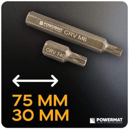 Powermat Pm-zb-40t Комплект Винтовертни Битове Хекс Торкс Сплайн 1/2" 3/8" 40 Бройки