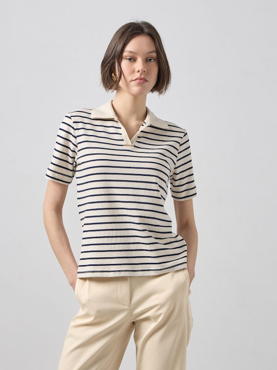 Γυναικεία Polo Μπλούζα Κοντομάνικη Ριγέ Navy Μπλε