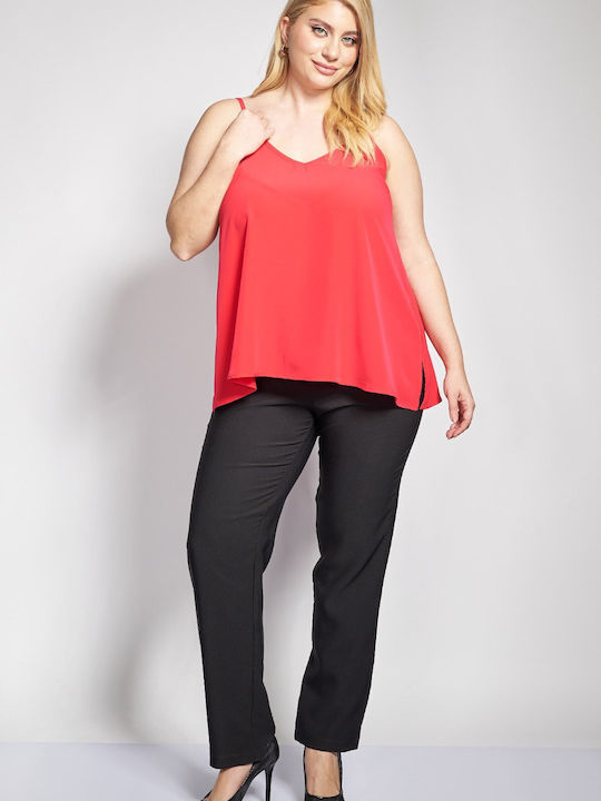 Bluza Damă Satin Lingerie Top Cu Dantelă Roșie