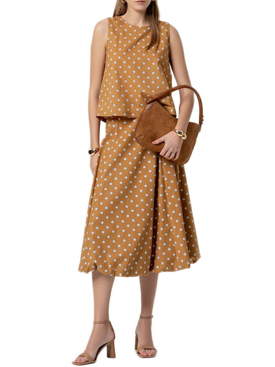 Damen Bluse mit Spaghetti-Träger Braun