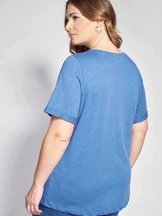 Bluza Damă Polo Mâneci Scurte Albastră