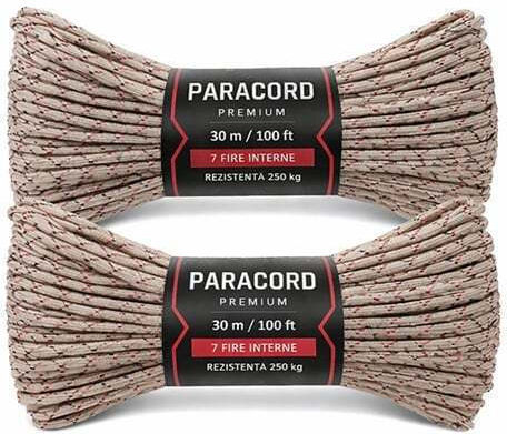 Set Două Frânghii Paracord Premium Depox Camuflaj Deșert Rezistență 250 Kg Nailon 30 M