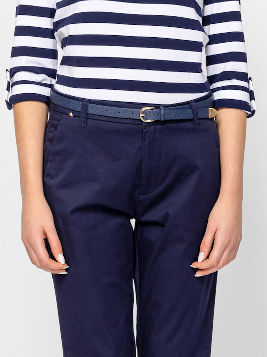Women's Chino Cotton Trousers in Loose Fit Blue