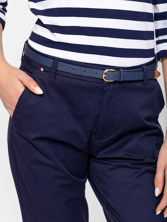 Women's Chino Cotton Trousers in Loose Fit Blue