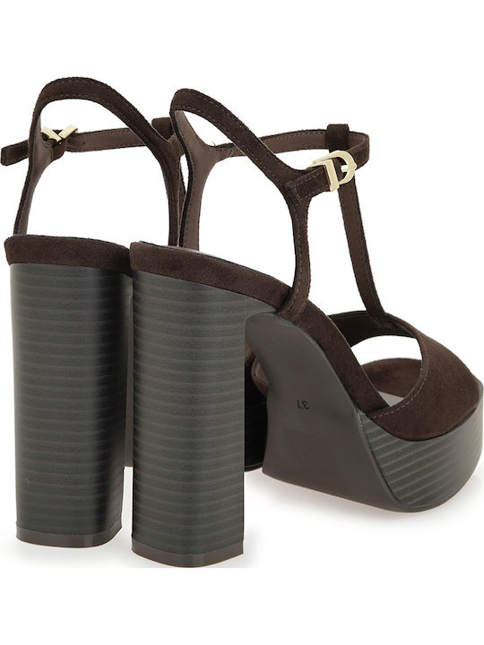 Suede Damen Sandalen Braun