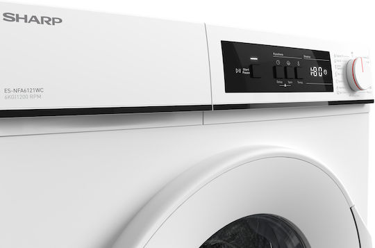 Sharp Waschmaschine 6kg 1200 Umdrehungen ES-NFA6121WC-EE