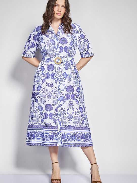 Rochii De Vară Pentru Femei Midi Rochie-Cămașă Albă