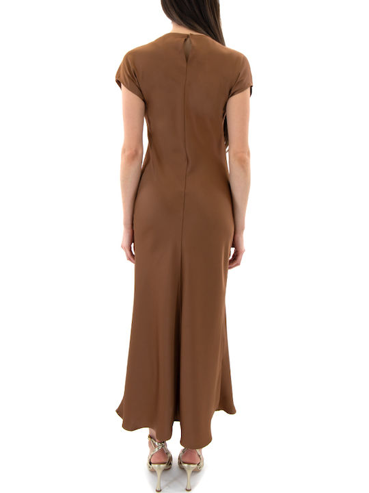 Zoya Rochie De Vară Midi De Seară Din Satin Maro Zoya Rochie De Vară Midi De Seară Din Satin Maro