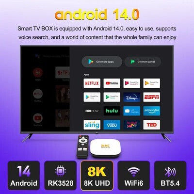 H96 Max TV Box M2 Plus 8K UHD с Wi-Fi USB 2.0 4GB RAM и 32GB Вградена Памет с Операционна Система Android 14.0 и Google Assistant