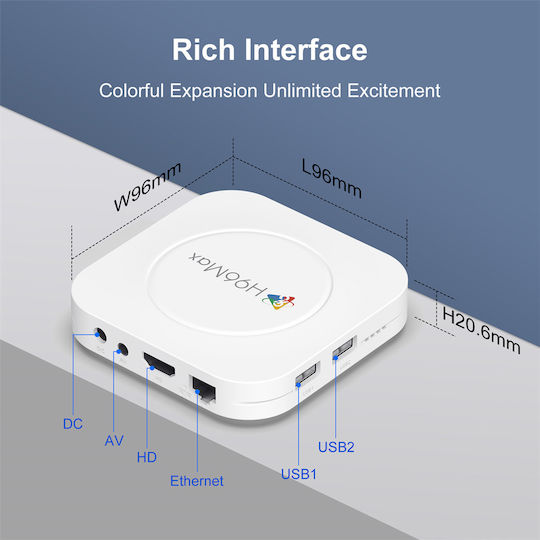 H96 Max TV Box M1 Plus 8K UHD with WiFi USB 2.0 4GB RAM and 32GB Storage with Android 14.0 Operating System and Google Assistant
