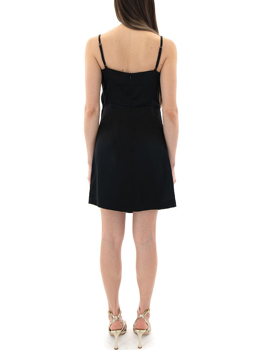 Zoya Rochie Mini De Seară De Vară Din Satin Neagră