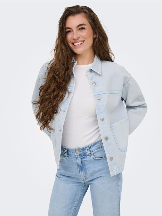 Long Sleeve Women's Denim Shirt Light Blue