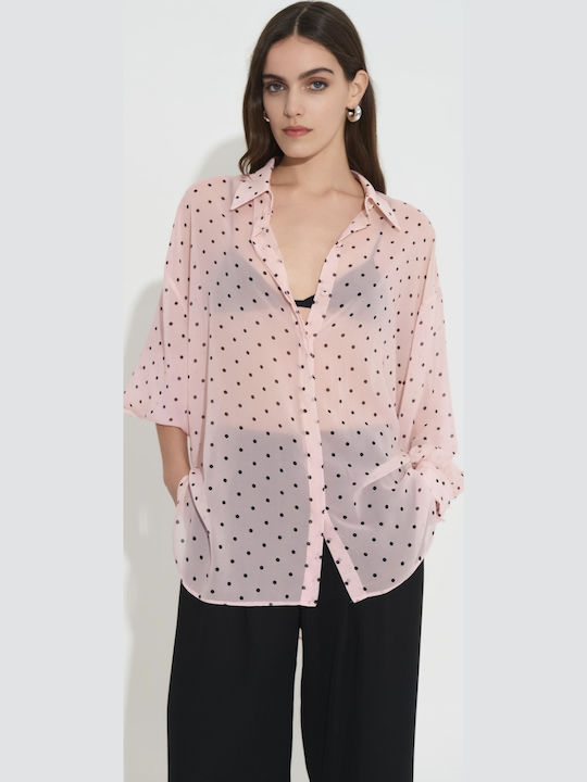 Women's Pink Polka Dot Shirt