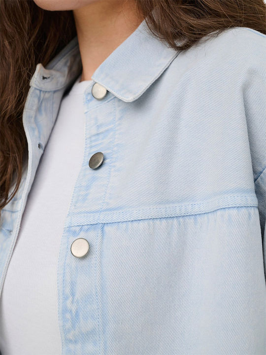 Long Sleeve Women's Denim Shirt Light Blue