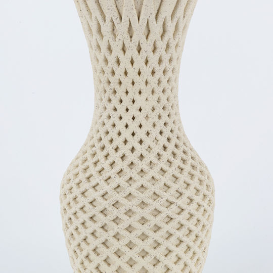 Βάζο Πολυρητίνη Μπεζ 14x14xΥ26cm