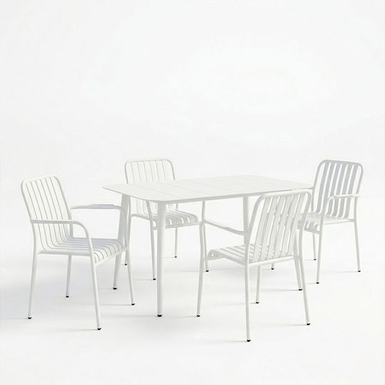 Garden & Outdoor Furniture Sets Dining Room Set Heven 5 Pieces White
